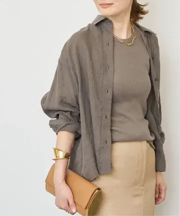 Deuxieme Classe Linen 셔츠 카키