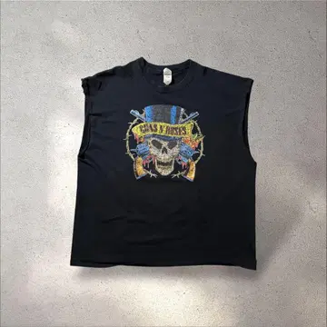 GUNS N' ROSES 컷오프 슬리브리스 티셔츠 블랙 밴딩 티셔츠