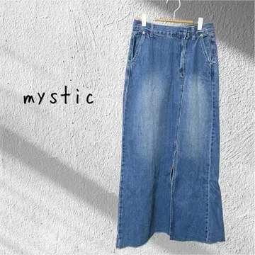 mystic 미스틱 딥 슬릿 데님 롱 스커트 데니스카