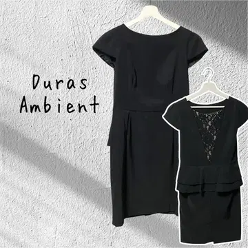 Duras Ambient 백 레이스 플레어 슬리브 원피스 드레스 블랙