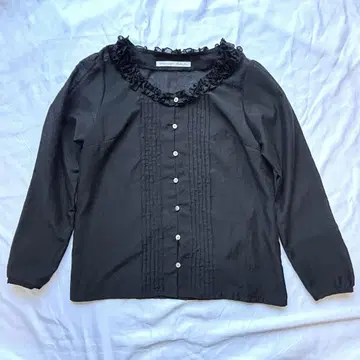 SPICK & SPAN 프릴 넥 셔츠 긴팔 블랙