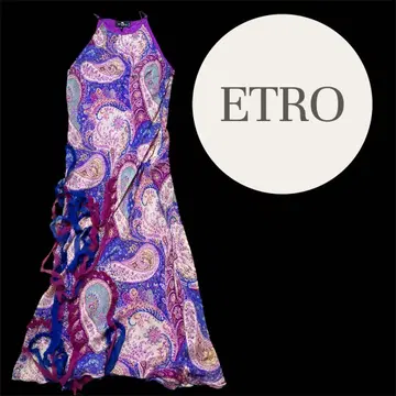 에트로 ETRO 페이즐리 무늬 하이넥 드레스 포멀 스팽글 원피스 42