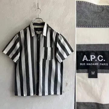 새상품급 아페쎄 반팔 스트라이프 셔츠 APC 아페쎄