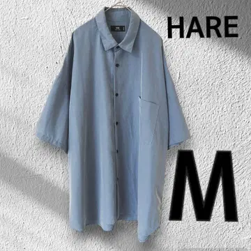 HARE 하레 레이온 빅 셔츠 블루 그레이 드레이프감 셔츠