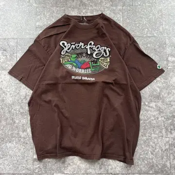 남성용 구제 의류 SENOR FROGS 티셔츠 브라운 브라운 개구리 XL