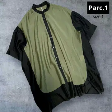 Parc.1 오버 사이즈 바이컬러 셔츠