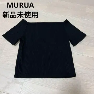 미사용 새상품 MURUA 리브 니트 티셔츠 블랙