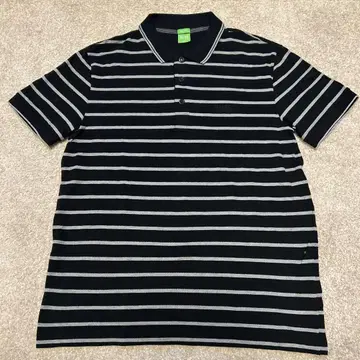 BOSS HUGO BOSS 피케 셔츠 블랙과 그레이 스트라이프 사이즈 M