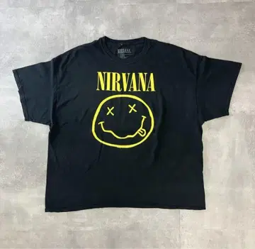 NIRVANA 스마일 티셔츠 밴딩 티셔츠 XXL 블랙 90s