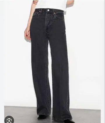 리바이스 와이드 데님 블랙 26 RIBCAGE WIDE LEG