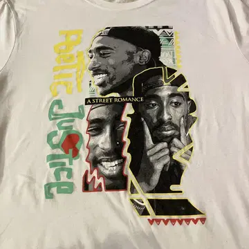 2PAC 랩 티 HIPHOP 전면 큰 프린트 라스타 컬러 스트릿