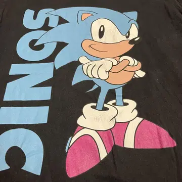 애니메이션 티셔츠 Sonic the Hedgehog L 사이즈 블랙 소닉
