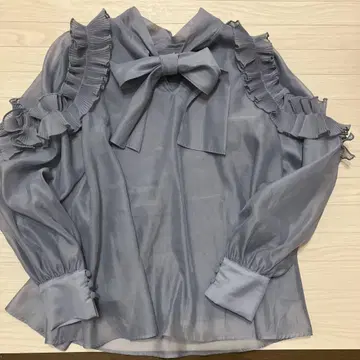스나이델 오간자 시스루 프릴 블라우스