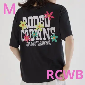 로데오 크라운 플라워 크로스 패치 티셔츠 블랙 M