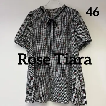 Rose Tiara 로즈 티아라 체리 자수 리본이 달린 블라우스 46