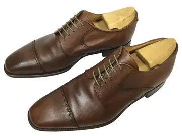 영국산 CHEANEY 치니 주름 가죽 스트레이트 팁 신발 브라운