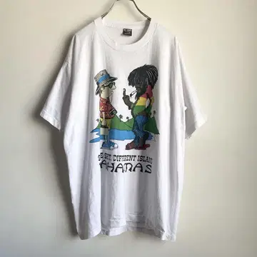 90s USA제 바하마 섬 레게 수베니어 프린트 티셔츠 XL