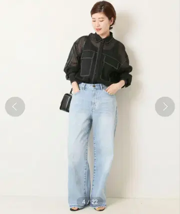 스픽 앤 스팬 시어 오간자 셔츠 블랙 프리