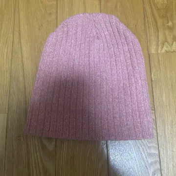 리브 니트 핑크 비니