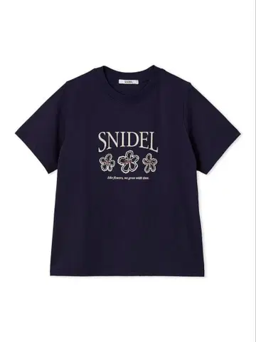 새상품 SNIDEL 네이비 플라워 프린트 반팔 티셔츠