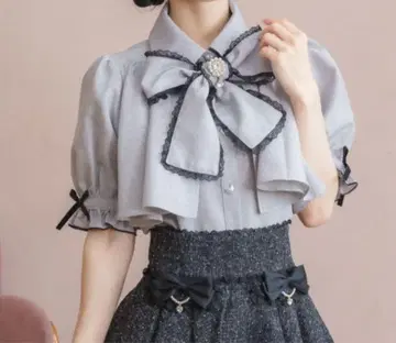 ROJITA 요크 플레어 보타이 블라우스 그레이 지뢰계