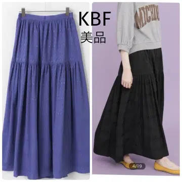 새상품급 자카드 맥시 스커트 KBF KBF 티어드 롱 스커트