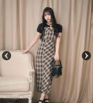 미셸 마카롱 앙상블 체크 원피스 XS