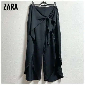 미사용 새상품 ZARA 와이드 팬츠 가우초 캐주얼 새틴 블랙 여름/가을