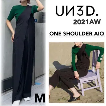 새상품급 UN3D. 안스 리드 원숄더 올인원 블랙 M