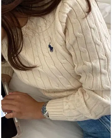 폴로 랄프 로렌 케이블 니트 코튼 크루넥