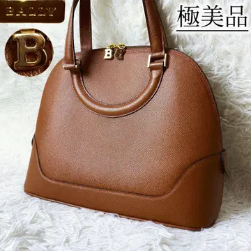 컨디션 최상 BALLY 발리 올 가죽 돔형 핸드백 골드 금장 장식