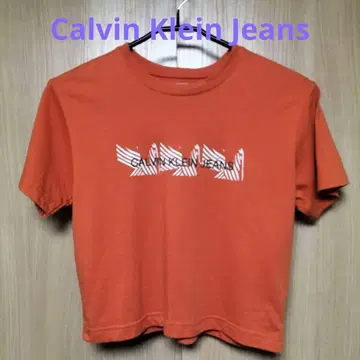 CALVIN KLEIN JEANS 오렌지 반팔 티셔츠