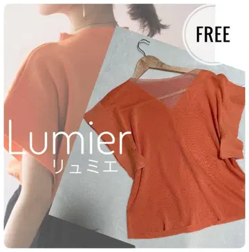 Lumier 루미에 이소재 플레어 프렌치 슬리브 니트 오렌지 프리