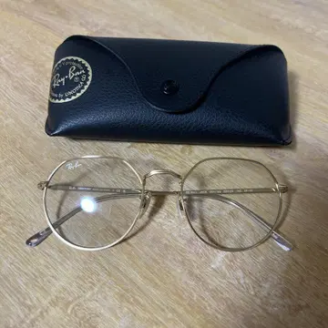 Ray-Ban 골드 라운드 안경 케이스 포함