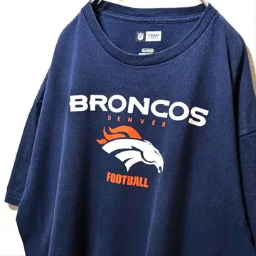 NFL 덴버 브롱코스 로고 티셔츠 네이비 컬러 XL 구제 의류