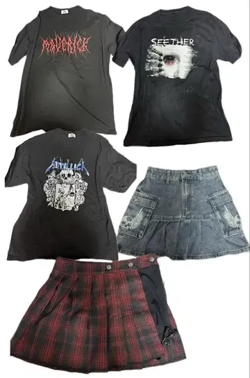 여름옷 punk fashion skull 서브컬쳐 5벌 묶음 판매