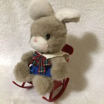 쇼와 레트로 [세키구치] 오르골 목 흔들기 토끼 봉제 인형 로큰 의자