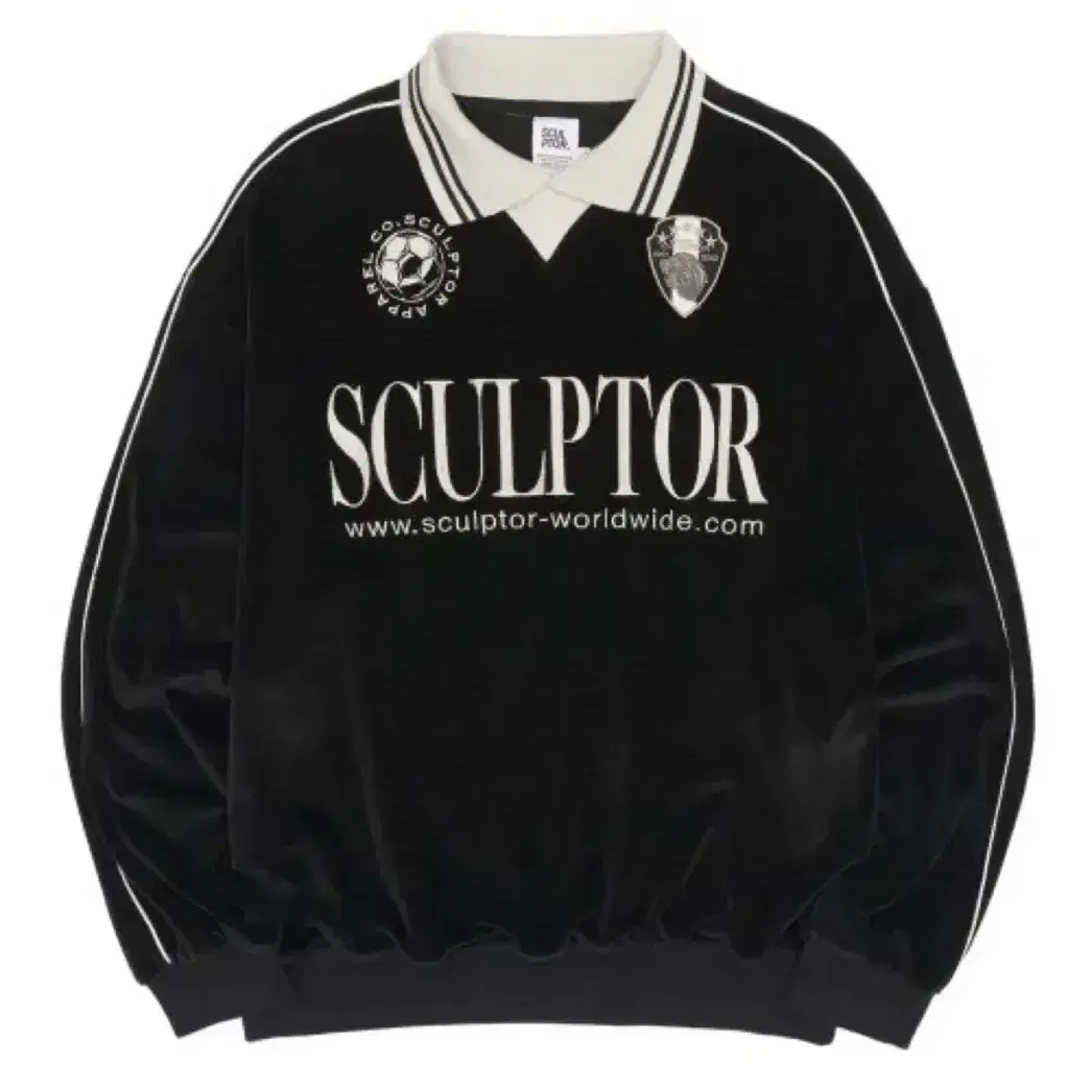 SCULPTOR フットボール　ベロアゲームトレーナー　ブラック　L SCULPTOR | 스컬프터 Sculptor Velour Soccer Jersey Black on