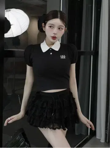 다리치 DRCH 바이컬러 피케 셔츠 BLK