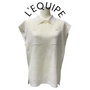 L'EQUIPE 레킵 상의 메쉬 니트 슬리브리스 38