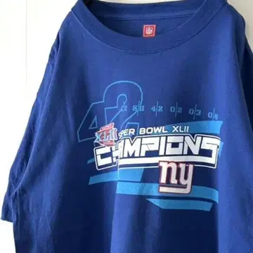 NFL 슈퍼볼 챔피언스 티셔츠 L 블루 파랑 구제 의류