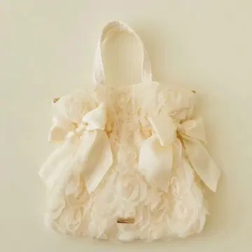 얇은 명주 그물 로즈 더블 리본 2Way 베이지 메종 드 플뢰르 아이보리