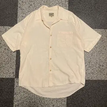 반팔 셔츠 살몬 핑크 레이온 코튼 오픈 카라 셔츠 00s 90s