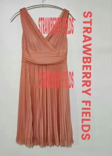 택 포함 새상품 STRAWBERRY FIELDS 살몬 핑크 플리츠 원피스