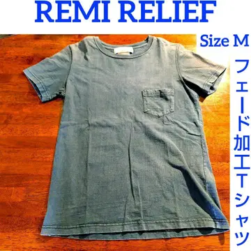 REMI RELIEF 레미 릴리프 티셔츠 그레이 네이비 페이드 가공