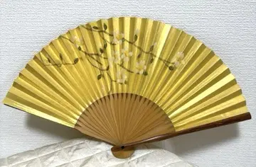 미야와키 부채방 목련 패턴 금색 종이 받침대 부채