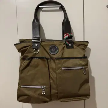 새상품급 A4 가능 오로비안코 토트백 비즈니스 헬멧 가방 브라운 카키