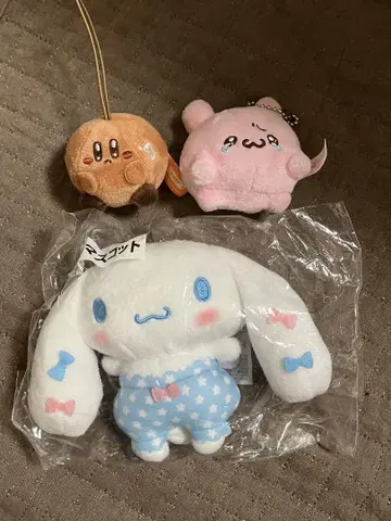 시나모롤 당첨 복권 커비 러브이즈 봉제 인형 스트랩 3종 세트