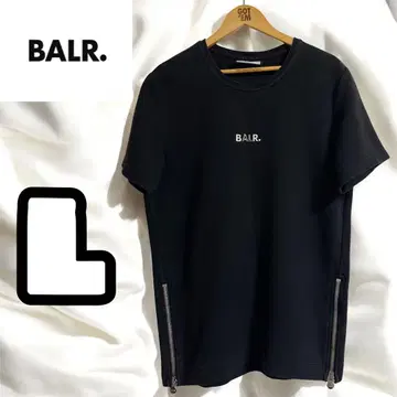 BALR. 티셔츠 반팔 블랙 사이드 지퍼 티셔츠 메탈 플레이트 레어