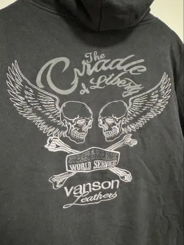vanson leathers 스컬 그래픽 후드티 자수 L